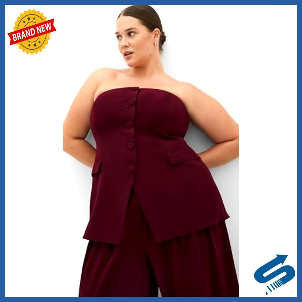 Plus Size Bustier With Button Front, Strapless, E… - image 4